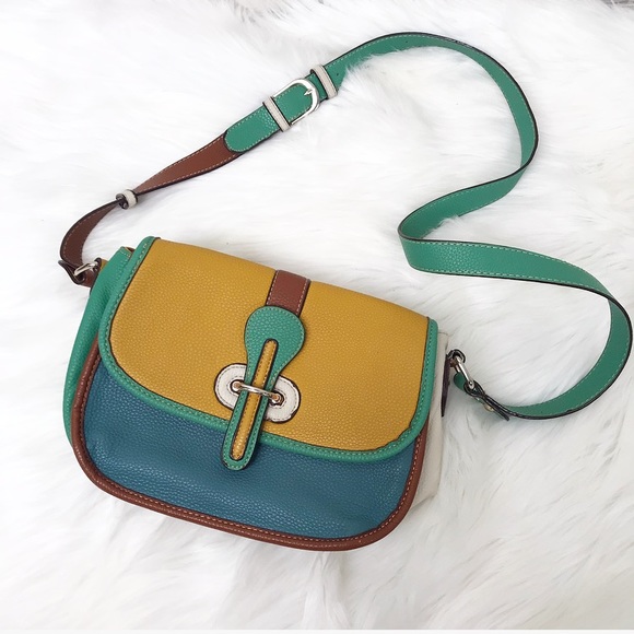Vintage Handbags - {Vintage} Color Block Crossbody Bag